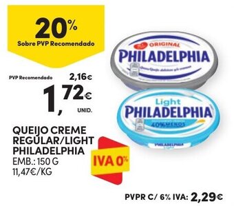 QUEIJO CREME REGULAR/LIGHT PHILADELPHIA EMB.: 150 G