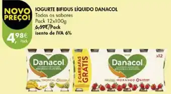 Pingo Doce IOGURTE BIFIDUS LÍQUIDO DANACOL PREÇO! Pack 12x100g promoção