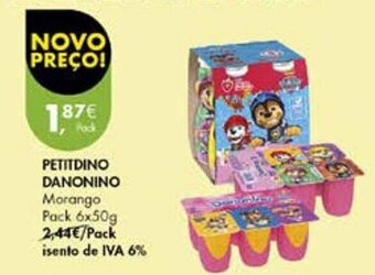Pingo Doce PETITDINO DANONINO Morango Pack 6x50g promoção