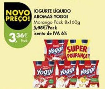 Pingo Doce IOGURTE LÍQUIDO AROMAS YOGGI Morango Pack 8x160g promoção