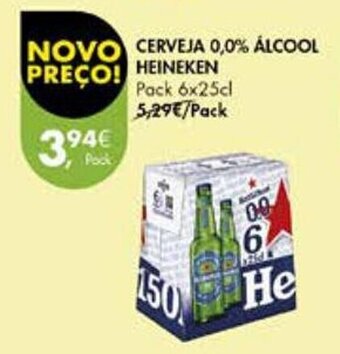 Pingo Doce CERVEJA 0,0% ÁLCOOL HEINEKEN Pack 6x25cl promoção