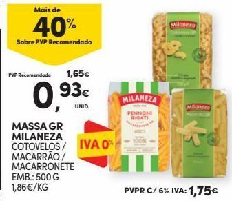Continente Bom dia Macarrão milaneza promoção