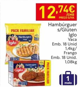 Recheio Hambúrguer s/Glúten Iglo Vaca Emb. 18 Unid promoção