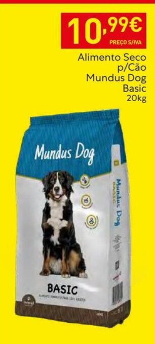 Recheio Alimento Seco p/Cão Mundus Dog Basic 20kg promoção
