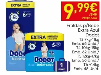 Recheio Fraldas p/Bebé Extra Azul Dodot T3 7kg-11kg Emb. 66 Unid./ promoção