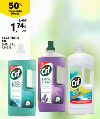 Continente Lava Tudo Cif 1.4L promoção
