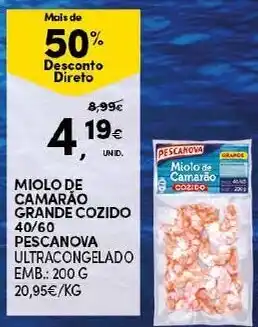 Continente Miolo de Camarão Grande Cozido 40/60 200g promoção