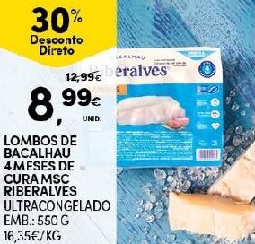 Continente Lombos de Bacalhau 4 Meses de Cura MSC Riberalves 550g promoção