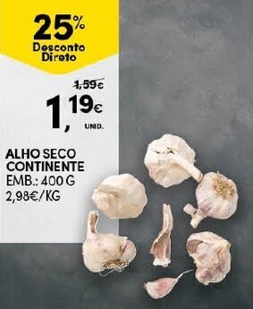 Continente Alho Seco Continente 400g promoção