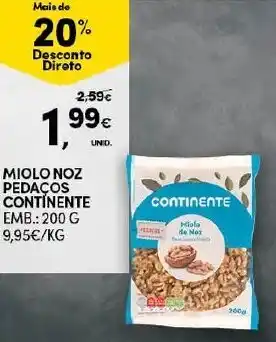 Continente Miolo Noz Pedaços Continente 200g promoção