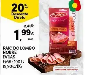Continente Paio do Lombo Nobre Fatias 100g promoção
