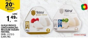 Continente Queijo Fresco Longa Duração Regular/ Magro Matinal 3x72g promoção