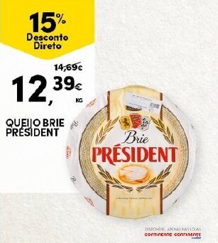Continente Queijo Brie President promoção