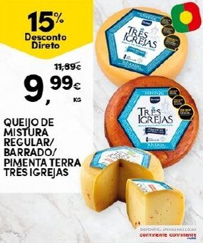 Queijo de Mistura Regular/Barrado/Pimenta Terra Três Igrejas