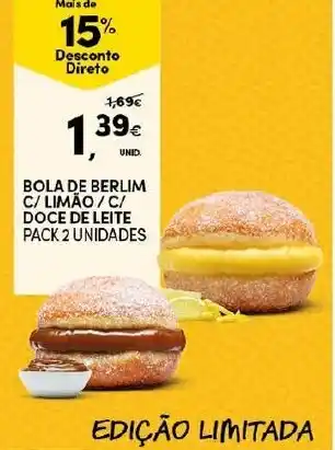Bola de Berlim C/ Limão C/ Doce de Leite 2 Unid