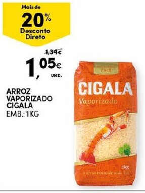 Continente Arroz Vaporizado Cigala 1kg promoção