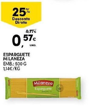 Continente Esparguete Milaneza 500g promoção