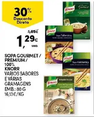 Continente Sopa Gourmet/Premium/100% Knorr 80g promoção