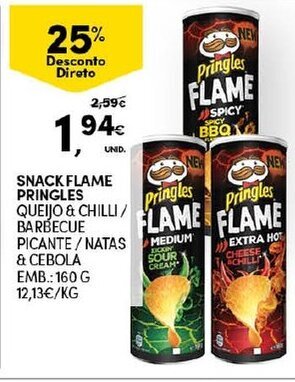 Continente Snack Flame Pringles 160g promoção