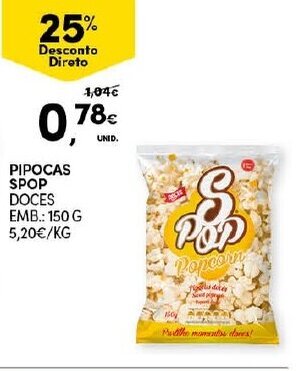 Continente Pipocas Spop 150g promoção