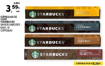 Continente Cápsulas de Café Starbucks 10 Cápsulas promoção