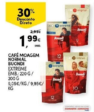 Continente Café Moagem Normal Buondi 220g/200g promoção