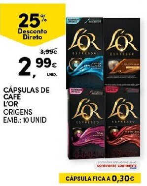 Continente Cápsulas de Café L'Or 10 Unid promoção