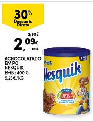 Continente Achocolatado em Pó Nesquik 400g promoção