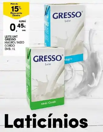 Continente Leite UHT Gresso Magro/Meio Gordo 1L promoção
