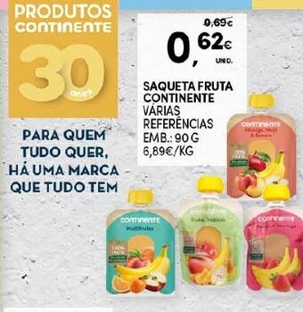 Continente Saqueta Fruta Continente 90g promoção