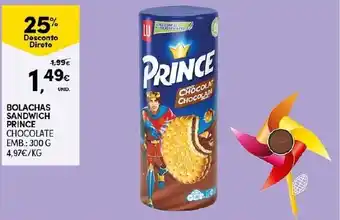 Continente Bolachas Sandwich Prince 300g promoção