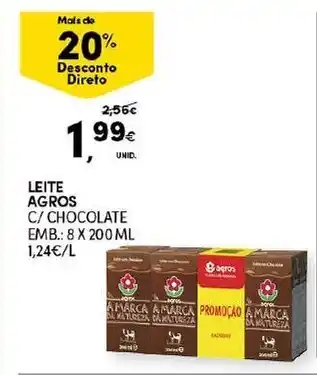 Continente Laite Agros C/Chocolate 8x200ml promoção