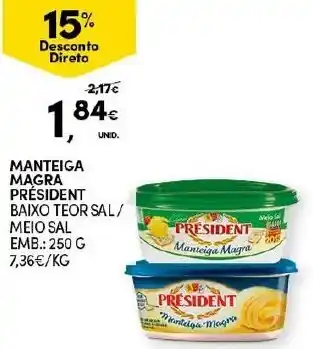 Continente Mateiga Magra Président 250g promoção