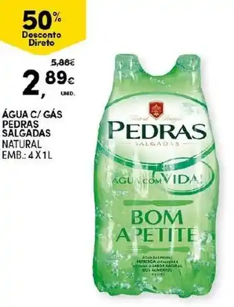 Continente Água C/Gás Pedras Salgadas 4x1L promoção