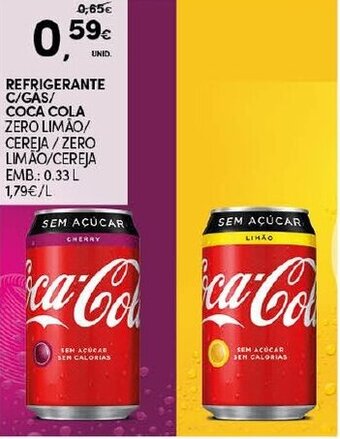 Continente Refrigerante C/Gás Coca-Cola 0,33L promoção