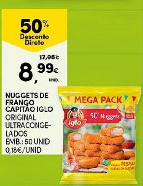 Continente Nuggets de Frango Capitão Iglo 50 Unid promoção