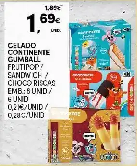 Continente Gelado Continente Gumball 8 Unid / 6 Unid promoção