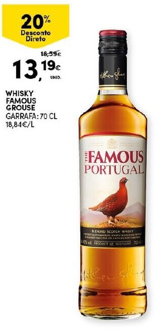 Continente Whisky Famous Grouse 70cl promoção