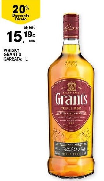 Continente Whisky Grant's 1L promoção