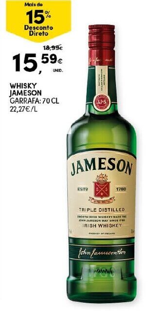 Continente Whisky Jameson 70cl promoção
