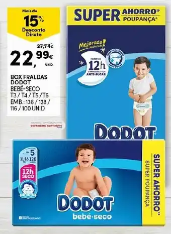 Continente Box Fraldas Dodot 136/128/116/100 Unid promoção