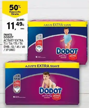 Continente Pants Dodot 52/45/40/37 Unid promoção