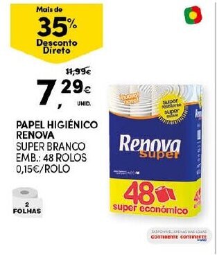 Continente Papel Higiénico Renova 48 Rolos promoção