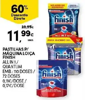 Continente Pastilhas P/Máquina Loiça Finish 110 Doses/ 72 Doses promoção