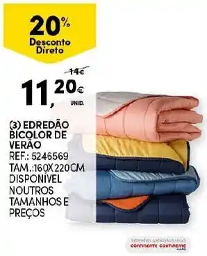 Continente Edredão Bicolor de Verão promoção