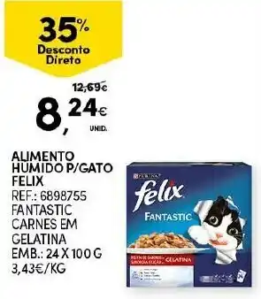 Continente Alimento Húmido P/Gato Felix 24x100g promoção