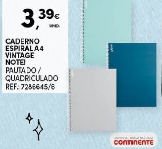 Continente Caderno Espiral A4 Vintage Note! promoção