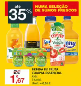 E.Leclerc Bebida de Fruta Compal Essencial 3 Unid promoção