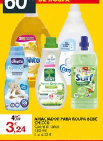 E.Leclerc Amaciador para Roupa Bebé Chicco 750ml promoção