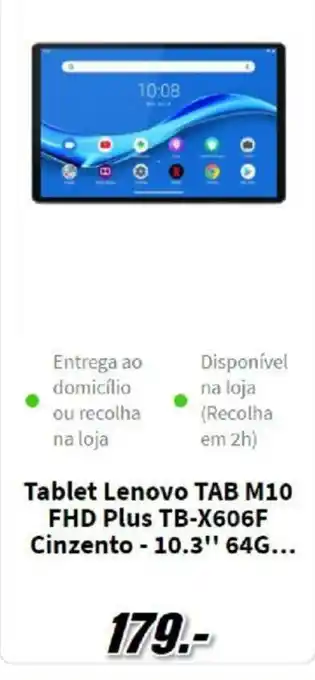 MediaMarkt Tablet Lenovo TAB M10 FHD Plus TB-X606F Cinzento-10.3" 32GB 64G... promoção
